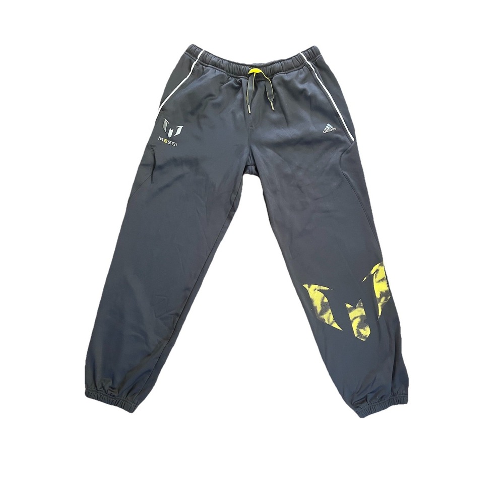 Adidas Climalite‎ Messi Joggers Pants Soccer Youth Boys XL 15-16 Black Yellow